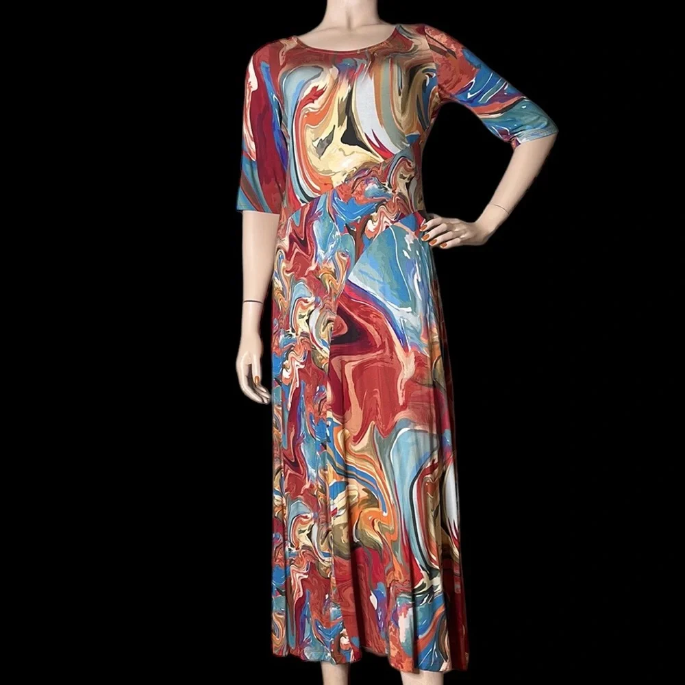 Soft Surrounding Oil Paint Swirl Dress